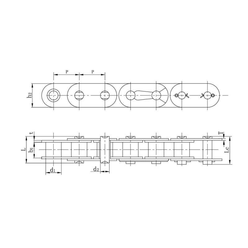 โซ่แบบลูกกลิ้งพร้อมแผ่นด้านตรง (ซีรีส์ A)