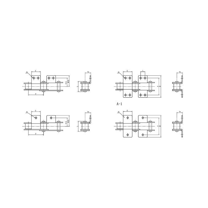 สิ่งที่แนบมากับโซ่สายพานลำเลียงแบบพิทช์คู่