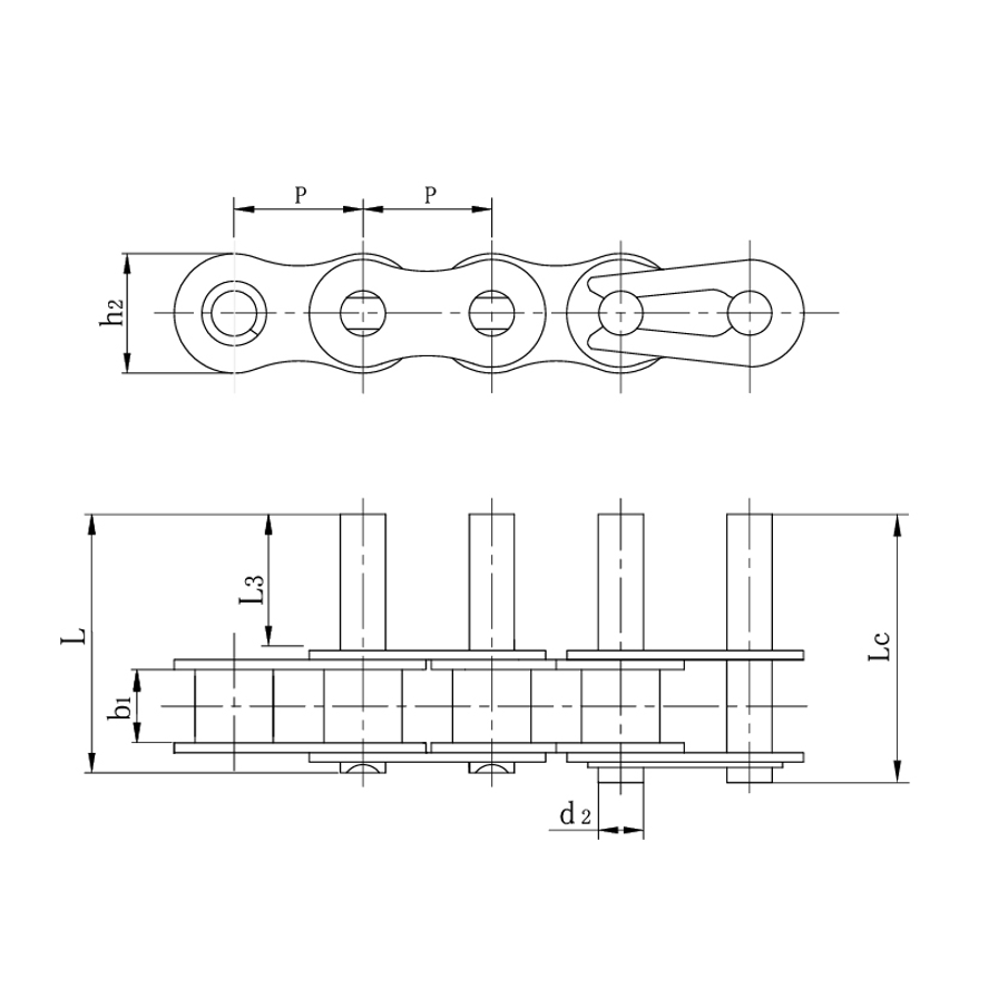 หมุดขยายโซ่สายพานลำเลียงระยะพิทช์สั้น