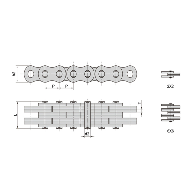 (ซีรีส์ LL) โซ่แบบแหนบมีความเสถียรสูงและมีการบำรุงรักษาต่ำ