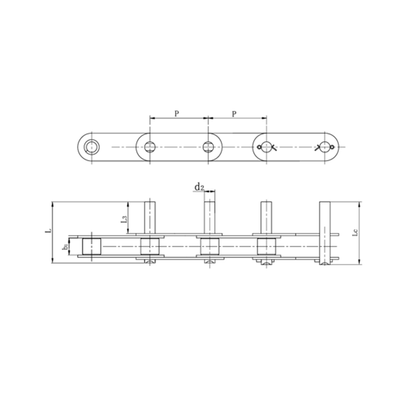 โซ่สายพานลำเลียงแบบพิทช์คู่พร้อมหมุดขยาย
